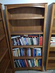 lot 775 image: Nice Wooden Book Shelf & ALL Medical Books