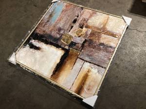 1- Panel Abstract Framed Wall Art with Silver Frame 40 in. x 40 in. by Litton Lane   Customer Returns See Pictures