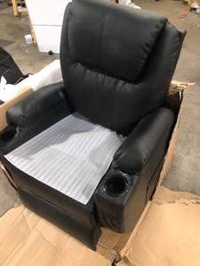LACOO Black Leather Standard (No Motion) Recliner with Power Lift Small Tear Customer Returns See Pictures