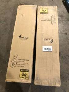 Lot of 2 Furinno 71.2 in. White Wood 5-shelf Standard Bookcase with Adjustable Shelves  Customer Returns See Pictures