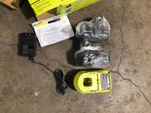 RYOBI ONE 18V Lithium-Ion 4.0 Ah Battery (2-Pack) and Charger Kit Customer Returns See Pictures