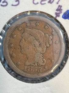 1853 US BRAIDED HAIR LARGE CENT