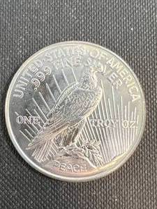 1 TROY OZ .999 FINE SILVER PEACE DOLLAR ROUND
