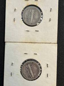 2 US MERCURY DIMES 1936 1942