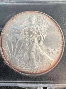 2000 AMERICAN SILVER EAGLE 1 TROY OZ .999 FINE SILVER IN CASE