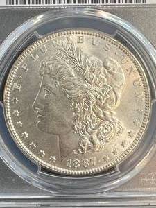 1887 US MORGAN SILVER DOLLAR PCGS MS64