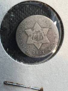1851 US 3 CENT SILVER