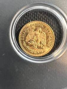 1945 MEXICAN GOLD DOS PESOS IN CASE