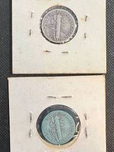 2 US MERCURY DIMES 1943-S 1945