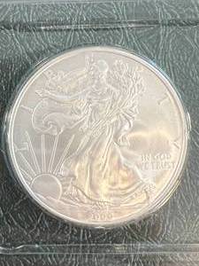 2009 AMERICAN SILVER EAGLE 1 TROY OZ .999 FINE SILVER UNC IN INFO. CASE