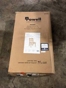 lot 20 image: Powell Company Tara Natural Cane Back Folding Chair with Linen Fabric Seat Customer Returns See Pictures