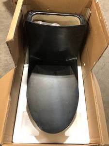 lot 27 image: Abruzzo One-Piece Toilet 1.1 GPF1.6 GPF Dual Flush Elongated Toilet with Soft Closing Seat in Matt Black     Customer Returns See Pictures