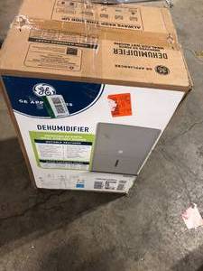 lot 37 image: GE 50-Pint Dehumidifier for Basement, Garage or Wet Rooms up to 4500 sq. ft. in Grey, Smart Dry  Customer Returns See Pictures