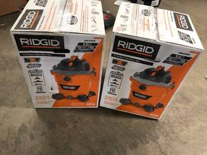 lot 42 image: Lot of 2 RIDGID 12 Gallon 5.0 Peak HP NXT WetDry Shop Vacuum with Filter, Locking Hose and Accessories  Customer Returns See Pictures