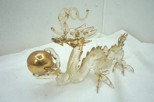 lot 12 image: Dragon Decor Glass Dragon with Gold Accents