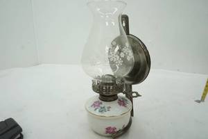 lot 49 image: Vintage Oil Lamp with reflector 12 Tall