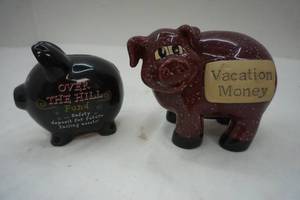 lot 54 image: 2-Ceramic Piggy Banks