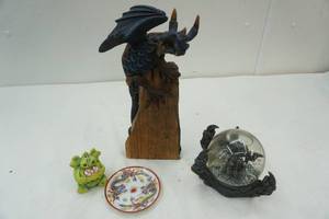 lot 89 image: Dragon Decor, Dragon Claw with Globe, Dragon on wrapped around a tree