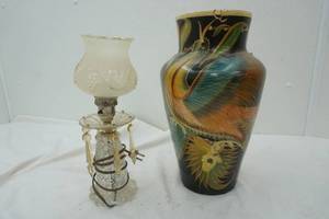 lot 100 image: Floor Vase & Vintage Lamp