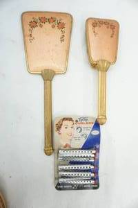 lot 121 image: Vintage dresser set and rollers