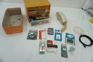 lot 187 image: Hardware Storage with hardware, magnifying glass, wall decor hanging accessories and more