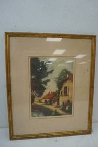 lot 190 image: Framed & Matted Picture of Neighborhood Landscape