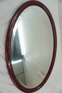lot 199 image: Oval Framed Red Mirror