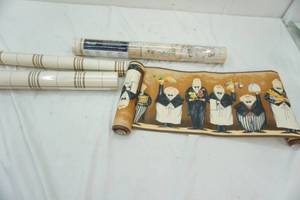 lot 221 image: 2 Brand New Rolls of Vinyl Wall Paper and some Border