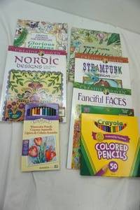 lot 231 image: NEW Adult coloring Books, colored pencils