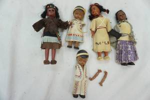 lot 238 image: Vintage Native Dolls (need TLC)