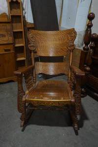 lot 261 image: Vintage Ornate Wood Design Rocking chair