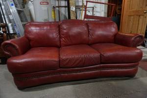 lot 264 image: Red Leather Couch made by Lane Leather