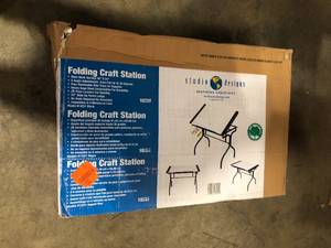 35.25 in. W PB Craft Table with Folding Legs and Art Supplies Trays, no Tools Required for Assembly, BlackWhite by Studio Designs Customer Returns See Pictures