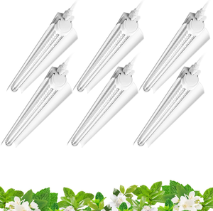 Barrina-  Grow Lights, 2FT 5000K White Full Spectrum Plant Growing Lamps, 144W(6 x 24W, 800W Equivalent), T8 LED Grow Light Bulbs, Plant Lights for Indoor Plants, Greenhouse, Linkable Design, 6-Pack