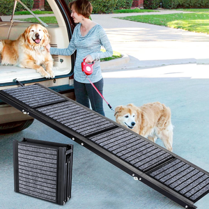 Extra Wide Folding Portable Pet Stair Ramp with Non-Slip Rug Surface
