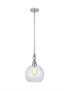 Letezia -  (2)  1-Light Polished Chrome Pendant Light Fixture with Clear Glass Globe Shade