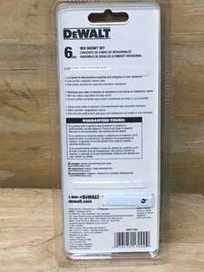lot 133 image: DEWALT 38in Drive SAE Hex Bit Socket Set 6pc 04022417