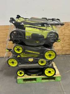 lot 176 image: RYOBI Lot of 8 Battery Powered Lawn Mowers (Mowers Only)