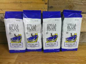 lot 74 image: Set of 4 Stella Blue Fresh Whole Bean Coffee Electric Avenue 100% Arabica DARK Roast 12oz-BB 042524