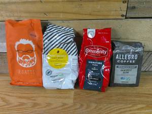 lot 87 image: Lot of 4 Pre-Ground Coffees-Light-Medium-Dark-Espresso-BB 0324 0424