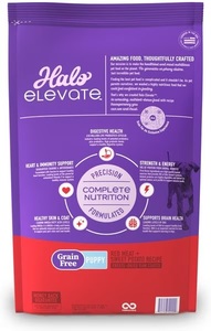 20 LBS Bag - Halo Elevate - Puppy Formula Grain-Free Red Meat Recipe Dry Dog Food