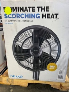 NewAir 18 in. 3-Speed Wide-Angle Oscillating Outdoor Misting Fan and Pedestal Fan for Cool Down 500 sq. ft. - Black