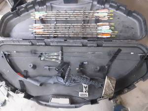 lot 10 image: Silver Hawk Indian Series Compound Bow with Accessories