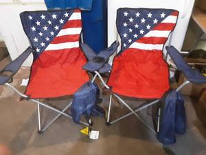 lot 47 image: 2 American Flag Camp Chairs