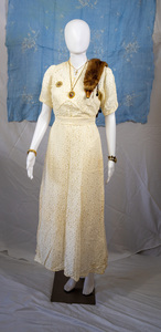 Unveiling a Vintage Treasure Trove (group of objects) 1924 Wedding Dress & Bakelite Beauties bracelet, mirror wedding misc.