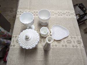 White Hobnail Milk Glass