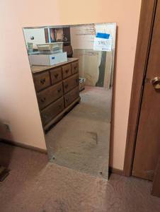 2 Vintage MCM Hall mirrors 1 large Silvered Hall Mirror (stippled patina) Large with beveled edge 32 x 32 with 8 corners