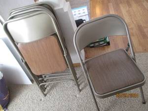 lot 63 image: Set of (6) metal framed padded folding chairs