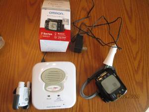 lot 88 image: Omiron blood pressure monitor and Freedom alert personal medical alert aid