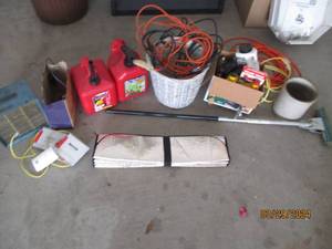 lot 114 image: Garage goodies grouping of automotive supplies and fluids plus more